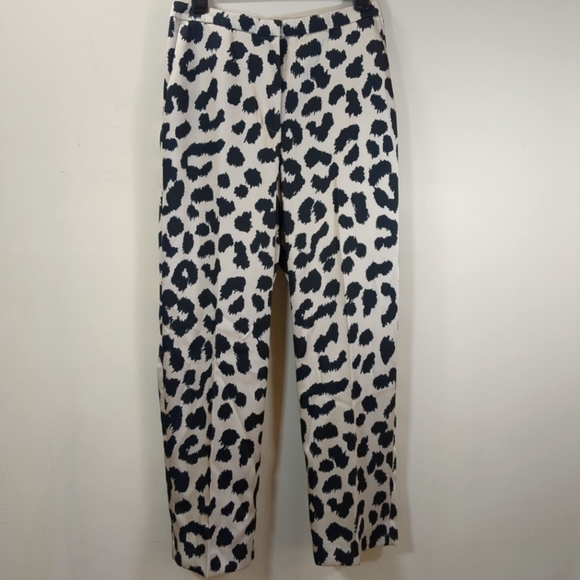 H&M Women's Leopard Print White And Black Pants Size 4 - Picture 1 of 8